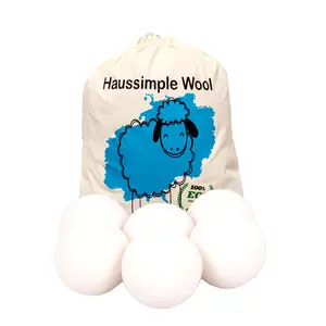 Haussimple Wool Dryer Balls Plain White 6-Count Extra Large Organic Merino Eco-Friendly Reusable Handmade in Nepal for Laundry