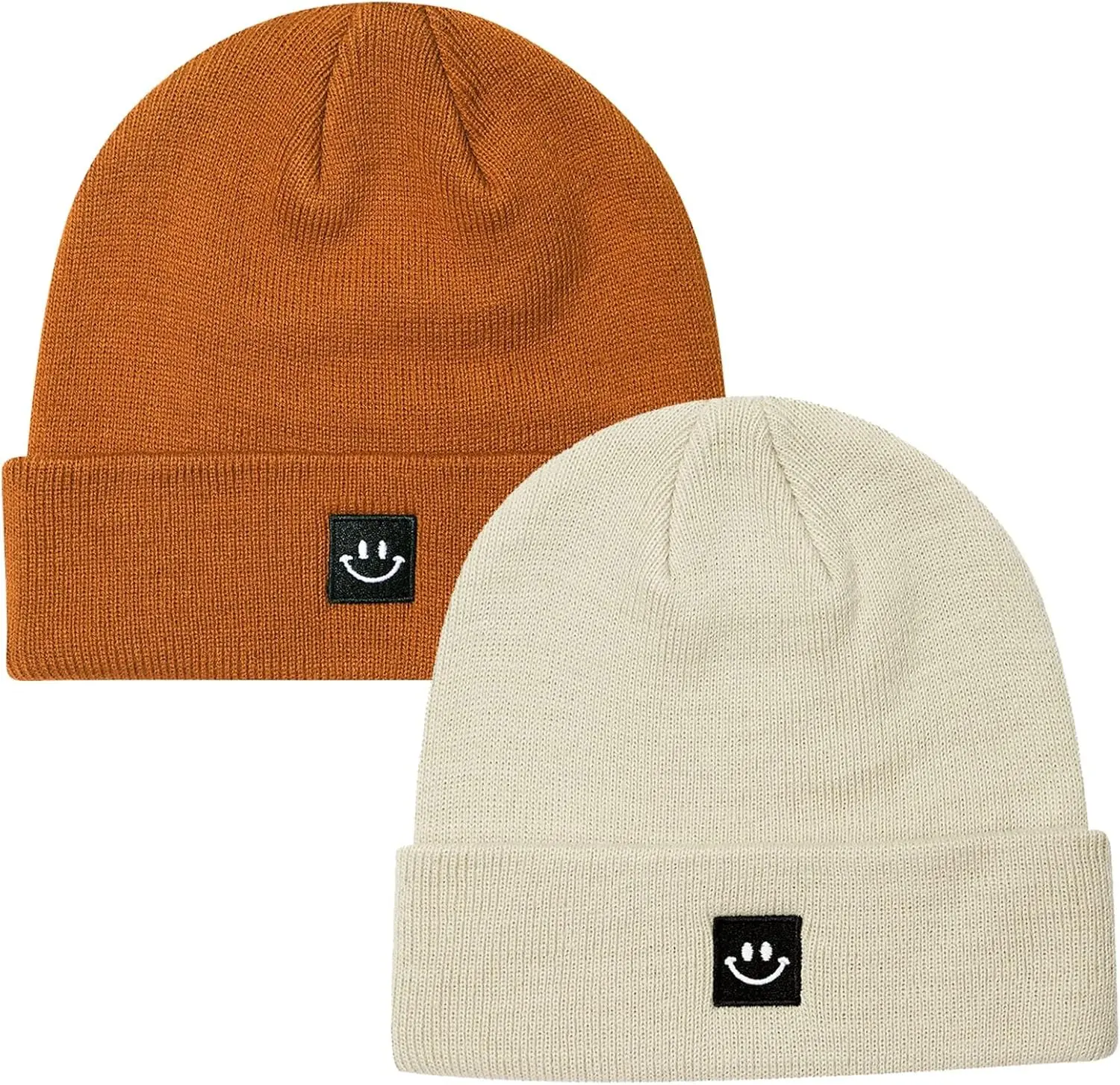 Autumn Happy Face Beanie Matching Beanie for Black Hat, Smile Emoji Couple Beanie