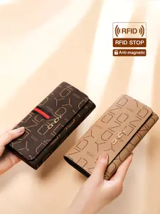 Women's Wallet & Long Cell Phone Wallet - Flip-top with 12 Card Slots, Snap Closure, Soft Faux Leather, RFID Anti-Demagnetizing, Multifunctional, Holds Cell Phone/Credit Card, Essential for Young Girls/Office Workers, Durable Fashion Wallet