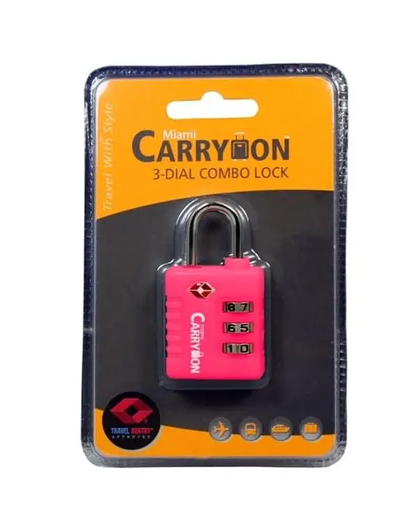 Naftali TLL05PK Tsar 3 Combination Luggage Lock - Pink, Plastic Cover, Brass Body, Dial Combo, Steel Shackle, TSA-Approved Travel Padlock