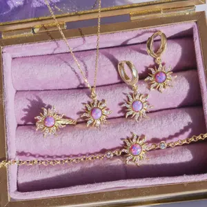 Rapunzel Spinning Sun Purple Opal Flower Princesses Necklace Pendant For Women Sundrop Charm Accessories Cubic Zirconia Princess Movie Gifts Jewelry Fashion New Vintage Multicolor Opal Pendant Necklace Opal Micro Set Zircon Star Pendant