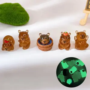 5Pcs Glow In The Dark Capybara Figurines| Mini Resin Luminous| Fairy Garden Decor & Desk Decoration