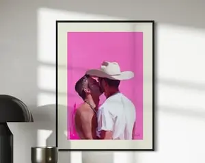 Lovers in the West Art Print – LGBTQ+ Western Love, Queer Pride Decor, Cowboy Romance Artwork, Unframed Premium Matte Print