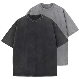 Unisex Oversized Acid-Wash T-Shirt — Heavyweight Pure Cotton, Loose-Fit Basic Top; Streetwear-Inspired Casual Apparel