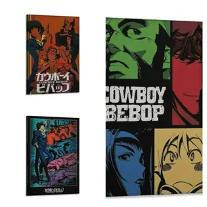 Vintage Color Block Space Western Anime Canvas Print, Retro Manga Character Graphic Wall Art, Decor for Living Room, Bedroom, Game Room, Dorm, Office, Man Cave, Bar, Ideal Gift for Retro Anime Lovers