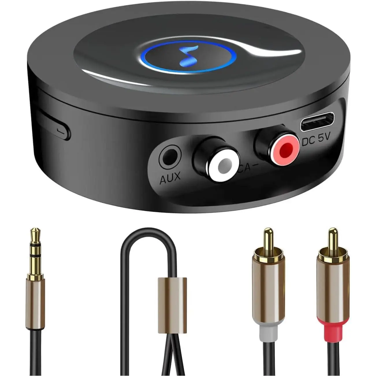 Bluetooth 5.2 Receiver for Home Stereo - Plug-and-Play Bluetooth Music Adapter, 3.5mm/RCA Jack AUX Converter for HiFi Wired Speakers, Long Range, Low Latency, HD Audio, Bluetooth Music Audio Adapters, Plug-And-Play Audio Adapters