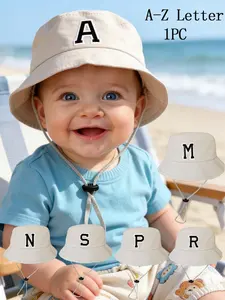 Baby Travel Essential, Large Brim Fisherman Hat, Skin-Friendly Cotton, Sweat-Proof, Wind Rope Design, Anti-Drop Children Sun Protection Cap 2-4Y, Sun Bonnets