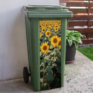 Sunflower Pattern Trash Can Decal, Home Room Wall Sticker Decoration, Easy Peel & Stick, Durable Vinyl Material, Perfect for Living Spaces