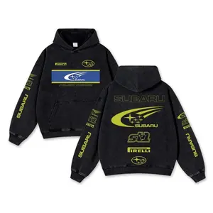 Alpinestars Retro Subaru ST1 Racing Washed Hoodie Firreli MotoGP World Champion Enthusiast Apparel Streetwear Akrapovic Shoei Helmet Racing Team Super Motorsports Clothing Riders Motocross Off-Road Dirt Bike Fan Gear Cotton For Moto Fan - Casual