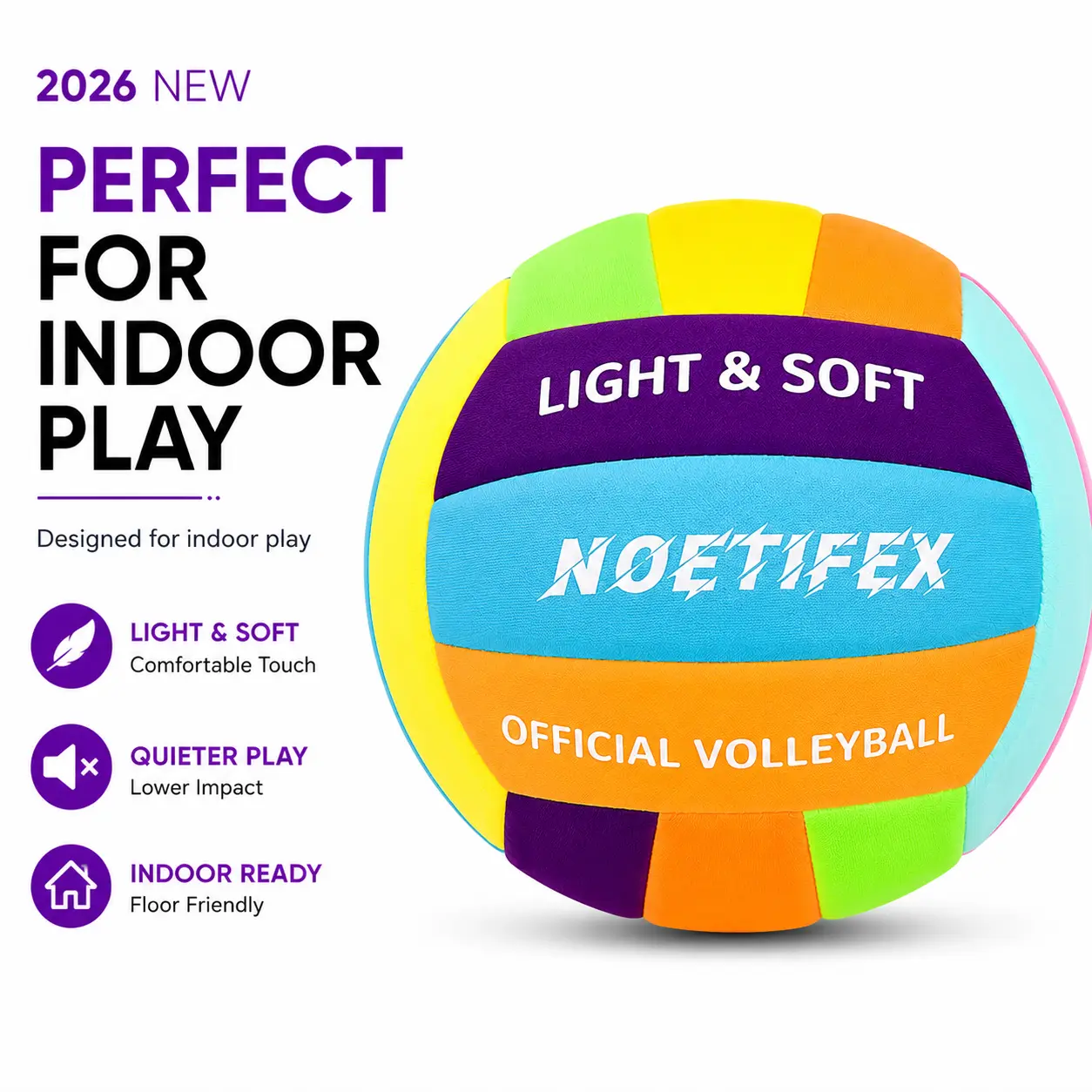 Soft Volleyball – Quiet Indoor Practice Ball for Kids Safe Lightweight Perfect Gift Easy For Beginners
