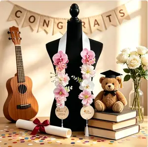 Personalized Floral Graduation Lei,Custom Handmade Pastel Floral Mix Graduation Stole, Custom Grad Sash,Graduation Gift, Class of 2026 Gifts