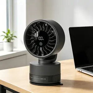 4000mAh Rechargeable Wall-Mount Portable USB Fan, Responsive Touch Control with LED Display, Rotatable Ultra-Quiet Turbo Fan | Battery Powered, Ideal for Kitchen, Baby Cribs, Strollers, Travel, Camping, Golf Courses & Gyms
