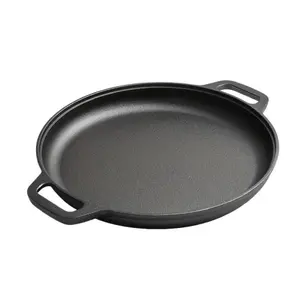 14 Inch Cast Iron Pizza Pan Bakeware, Heavy-Duty & Extra-Lightweight, Even Heat Distribution for Induction Stoves, Outdoor Grilling, Camping, Baking