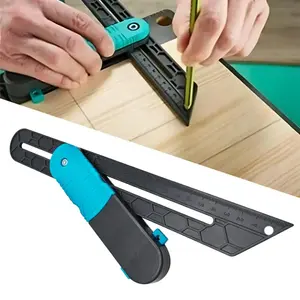 Sliding Angle Gauge, Square Irregular Sliding T-shaped Angle Gauge with Lock, Woodworking Marking DIY Project Protractor, Horizontal Measuring Tool, Hardware, Measuring Ruler