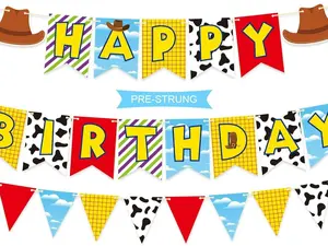 Pre-Strung Toys Inspired Story Banner for Toy Birthday Decorations, Two Infinity and Beyond Birthday Decorations, Multicolor