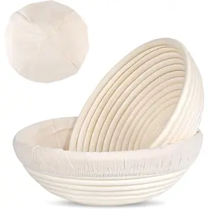 Premium Round Bread Banneton Basket with Liner (Set of 2 9" Round Baskets)
