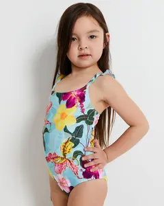 GIRLS HIBISCUS RUFFLE SWIMSUIT (FINAL SALE)