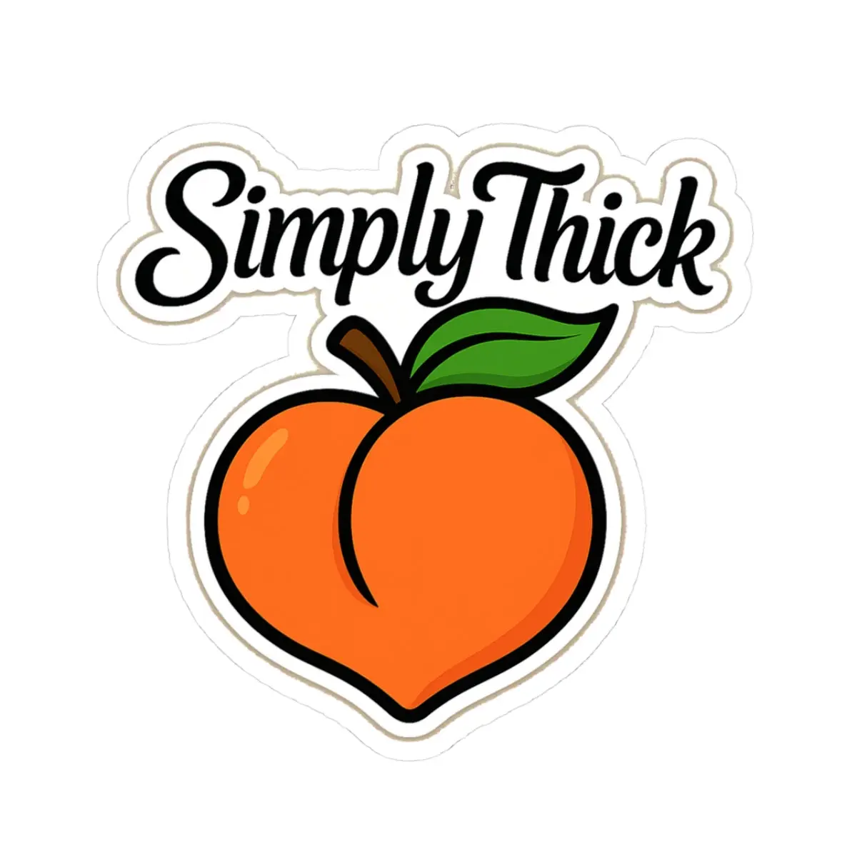Simply Thick Peach Kiss-Cut Stickers - Fun and Whimsical Decor for Laptops Water Bottles Journals Gifts and More Casual Fruit