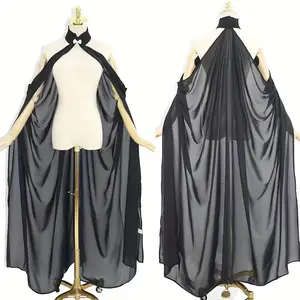 Women's Lightweight Chiffon Cape Cloak with Adjustable Black Ribbon Bow - Elegant Halloween Costume, Stage Performance & Bridal Shawl for Weddings, Cosplay, Formal Events, Wedding Shawl |     Dramatic Drape Style |     Sophisticated Trimming, Christmas, g
