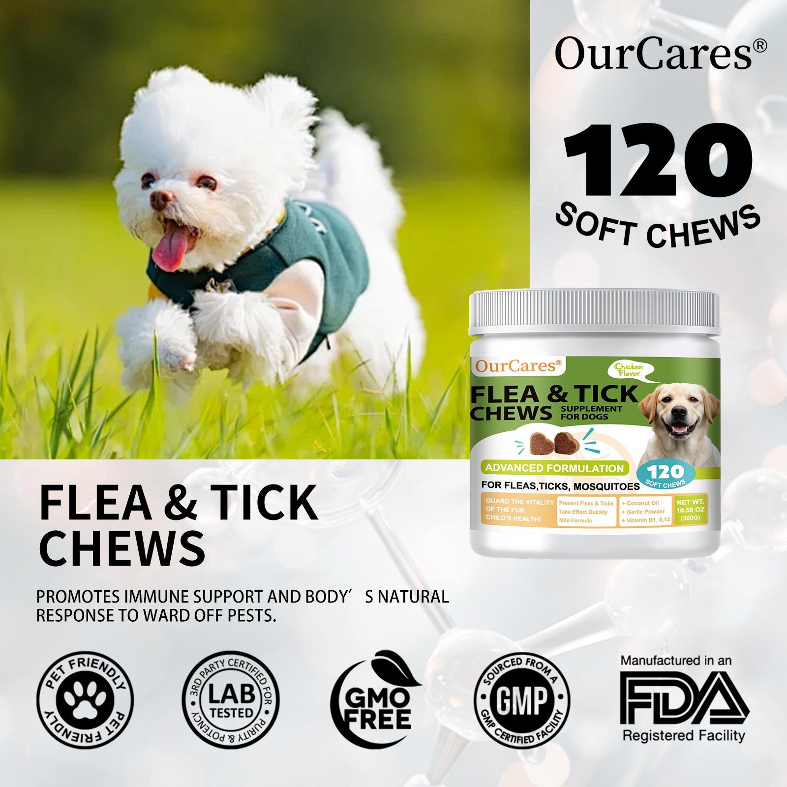 OurCares Healthy Skin Defense for Dogs - 120 Soft Chews Natural Oral Supplement for All Dogs Supports Healthy Skin & Coat Chicken Flavor Pet Daily Chewable
