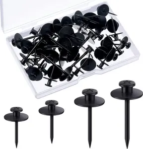 40 count Double Headed Picture Hangers Nails 4 Size Long Thumb Tacks Wall Nails for Hanging Pictures Decorative Push Pins Hooks for Tapestry Photo Office Home Decor(Black)