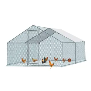 13 x 10 ft Large Metal Chicken Coop, Walk-in Poultry Cage Chicken Hen Run House with Waterproof Cover, Rabbits Cats Dogs Farm Pen for Outdoor Backyard Farm Garden outdoor backyard farm garden large metal chicken run