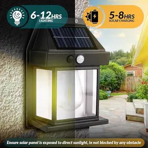 Solar Motion Sensor Wall Sconces | 3 Lighting Modes Waterproof Outdoor Lights, Dusk to Dawn Solar Lanterns for Garden Patio Fence Decor