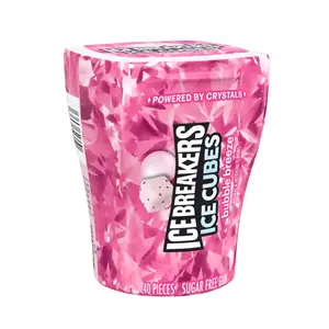 4x Ice Breakers Cubes Bubble Breeze Sugar Free Chewing Gum - Fresh Breath Mints Snack Flavor 40ct