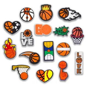 Basketball Croc Charms 16PCS PVC Clog Pins Accessories Party Favors Birthday Gifts Holidays Decoration for Boys Women Girls