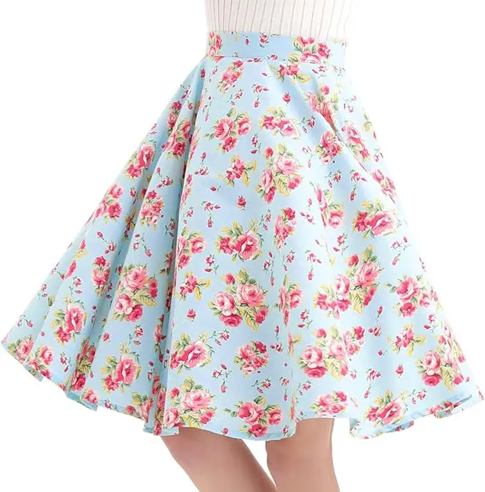 50's Retro Vintage Full Circle Skirt Women's Cocktail Party A-Line Skirt