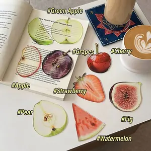 Semi-Transparent Fruit Bookmark, Cute Photo Prop, Creative Sticky Note, Book Decor, Home Decoration, DIY Accessory, Back-To-School Gift, Acrylic Stickers, Book Reading Stickers