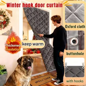 Winter Warm Home Door Curtain, Hook-Style Single Panel Design, Oxford Cloth Material, Windproof and Frost-Resistant, Easy Installation, Home Decoration Curtain