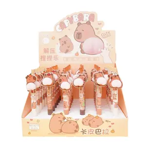 Capybara Butt Sticker Pen, Creative Cartoon Cute Stress-Relief Squeezable Gel Pen for Students, Squeezable Gel Pen