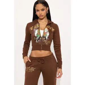 Ed Hardy Tiger Peak Zip Up Hoodie - Brown 9