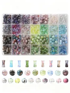 700+ Pcs Assorted Colorful Glass Beads, Unique Patterns for Jewelry Making, Perfect for DIY Crafts & Enthusiasts, Beads Set