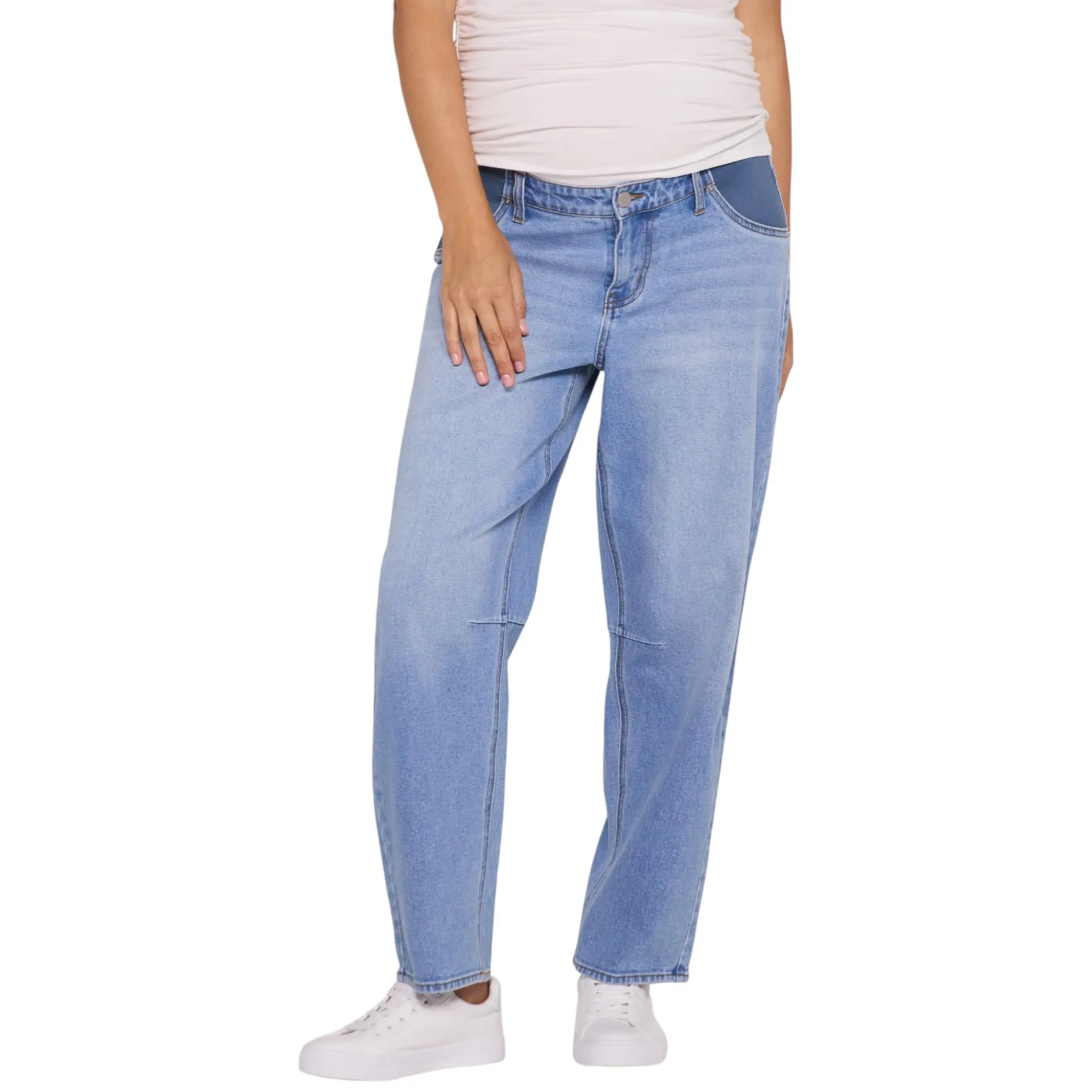 Motherhood Maternity Women's Under the Belly Dart Barrel Leg Maternity Jean - Pregnancy Pant