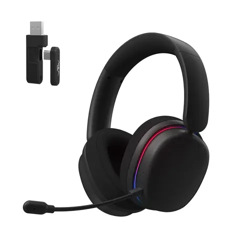 AULA G7 Pro Black Over-Ear Noise Cancelling Bluetooth Headphones - ANC, 7.1 Surround Sound, Low-Latency Audio, AI Mic, RGB Lights, 2.4G Wireless, USB-C Gaming Headset for Content Creators, PC Headsets Compatible with Game Consoles