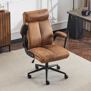 VINGLI Microfiber Rolling Ergonomic Office Desk Chair with Padded Flip-up Arms,360°Swivel High Back Executive Computer Chair with Wheels for Game,Home Small Space,Study Room,Reading Room
