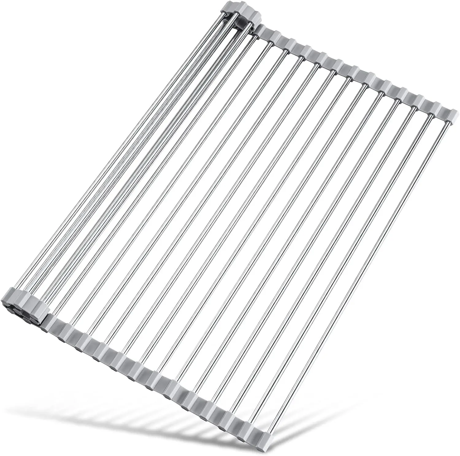 Roll Up Dish Drying Rack, Foldable Stainless Steel Drainer Over Sink, Multipurpose Sink Cover Kitchen Sink Accessories Gadget Organizer 18.5X13.4in