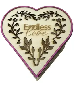 Endless Love Valentines Day Heart Box Handcrafted Laser Cut Engraved 3 Inches Tall 5x5 Perfect for Gifts and Keepsakes