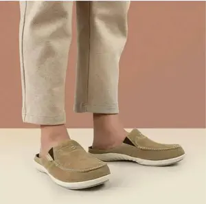 GeckoMan Men's Arch Support Slipper Loafers -Light Brown Suede Boy Walking Shoes Footwear Shoe Slide Comfort