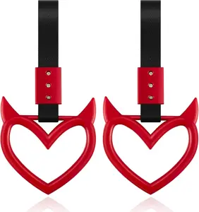 2 Pieces Heart Handle Ring Bumper Warning Car Accessory Heart Hand Strap Drift Charm Rear Bumper