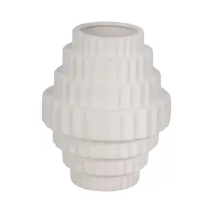 Sagebrook Home 20452-01 8 in. Textured Staggered Vase - White - Ceramic & Sto are