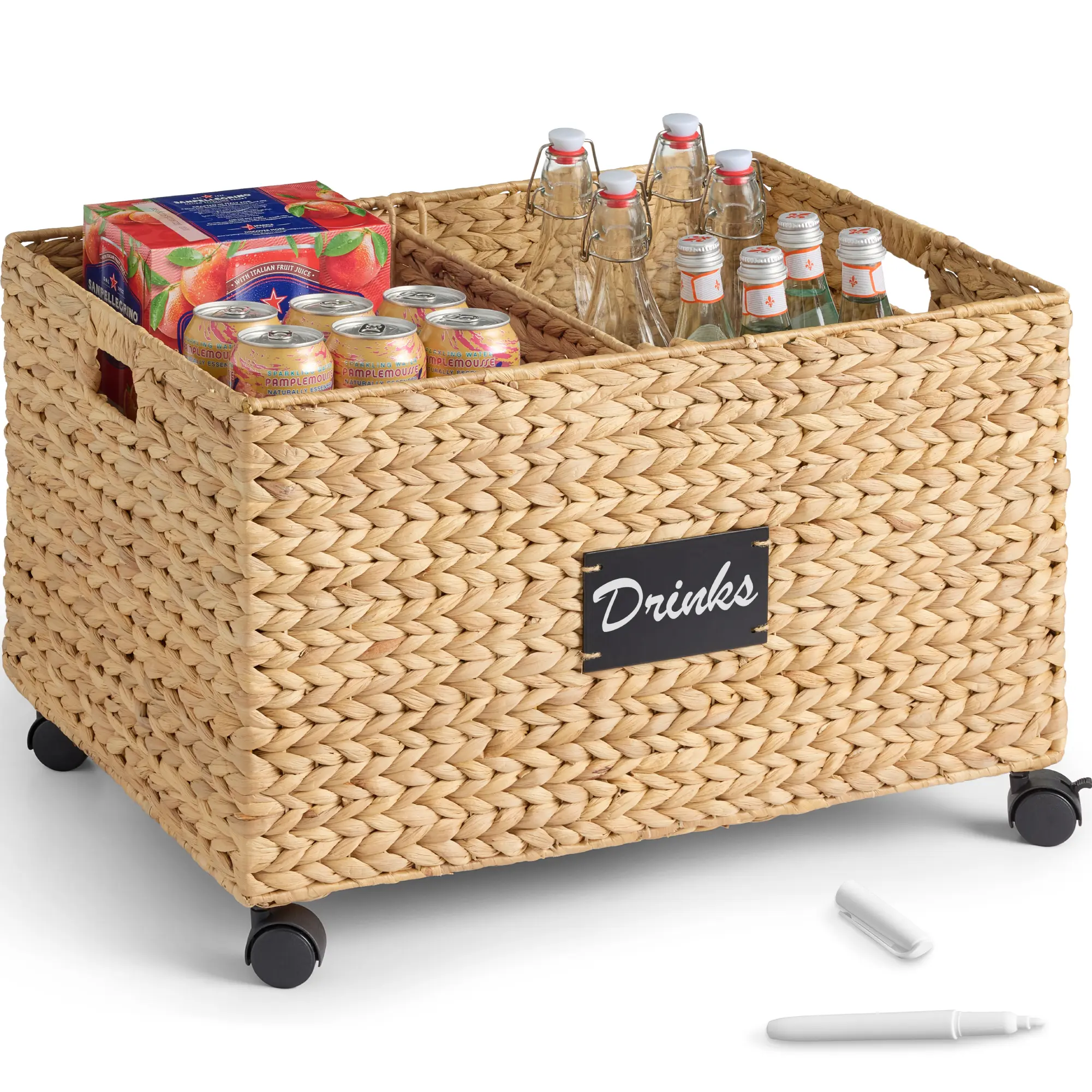 Best Choice Products Rolling Pantry Storage Basket Organizer W/ Chalkboard Label, Handles, Removable Divider - Chestnut Best Choice Products Rolling Pantry Storage Basket Organizer W/ Chalkboard Label, Handles, Removable Divider - Chestnut