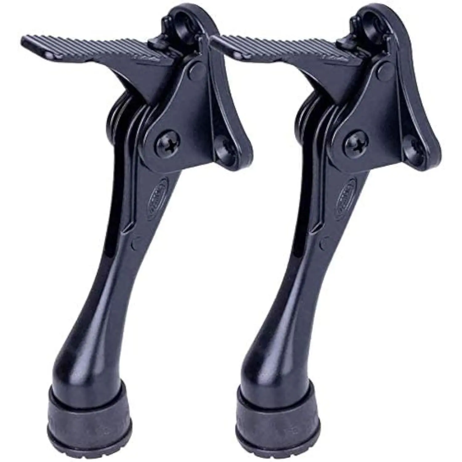Door Stopper, One-Touch semi-Automatic Metal Door Stopper, with Non-Slip Rubber Tip for Wood, Concrete, Tiled, and Carpeted Floors (4inch x 2pack, Black)