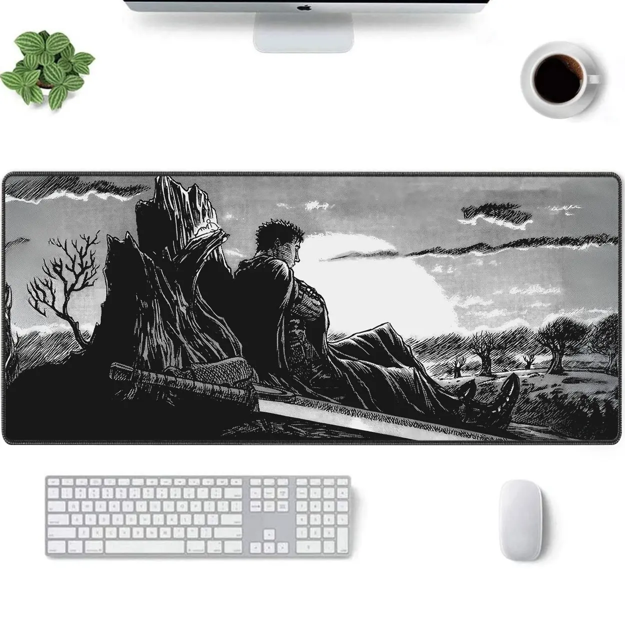 Anime Berserk Guts Resting Sunset Scene Manga Mouse Pad