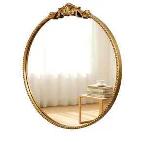ZIYOO 24-Inch Round Ornate Gold Wall Mirror Vintage European-Style Decorative Wall Art with Crystal-Clear Reflection for Living Room Bedroom or Entryway