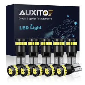 AUXITO 194 LED Light Bulb 6000K White/ Blue/Yellow /Red 168 2825 W5W T10 Wedge 24-SMD 3014 Chipsets LED Replacement Light Kit Error Free for Car Interior Dome Map Door License Courtesy Dash Lights, Pack of 10