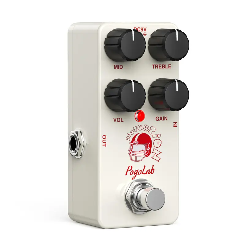 POGOLAB Analog Distortion Guitar Effect Pedal - Mini Aluminum Alloy Pedal Effects with 2-Band Mid-Treble EQ, True Bypass, High-Gain Crunch to Metal Tone, DC 9V (Center Negative), 92x49x46mm Size, Guitar Accessories, Father's Day Gift for Music Lovers