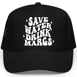 Save Water Drink Margs Groovy Trucker Hat for Women - Funny 21st Birthday Gift - Margarita Lover Adjustable Cap - Summer Snapback